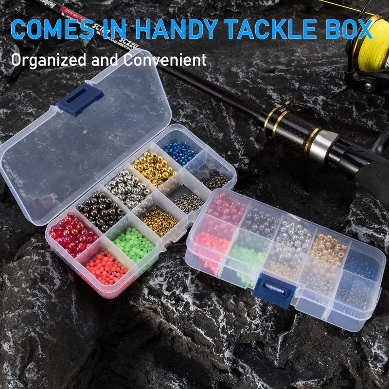 Dr.Fish Fishing Bead Bait Eggs Kits Floating Ball Stopper Plastic with Box Glow Round Luminous Saltwater Freshwater 0.08/0.12/0.2 Inch 1000 pcs - Image 3